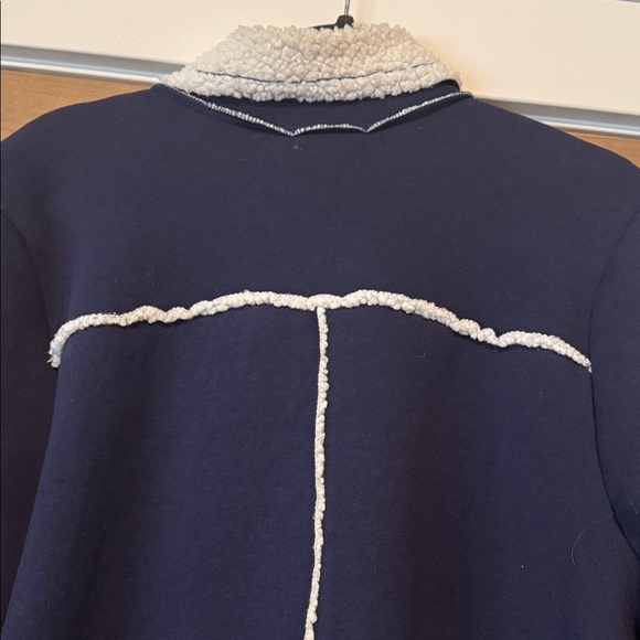 Habitat Navy Teddy Bear Sherpa Lined Jacket Coat Womens L Warm Winter cozy Soft - Picture 4 of 13